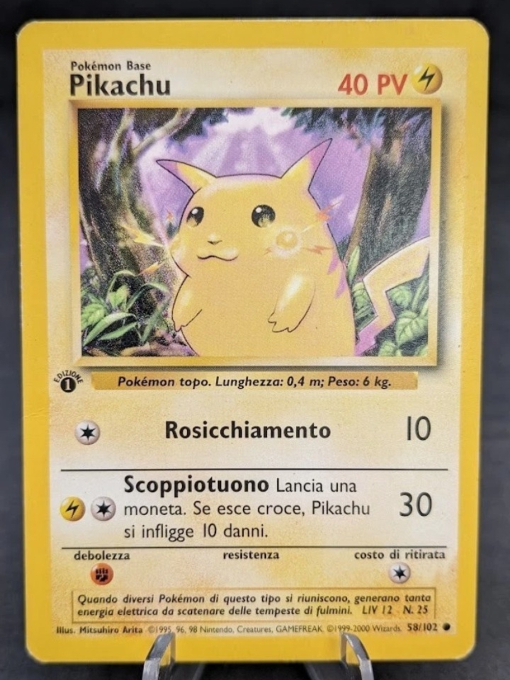 1st Edition Italian Pikachu Pokémon Base Non Holo Card - Unplayed Condition